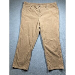 Lands' End Corduroy Pants Women's 22W Beige Mid Rise Straight Stretch‎ Heritage